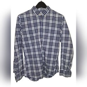 Uniqlo Navy and White Checkered Shirt Medium